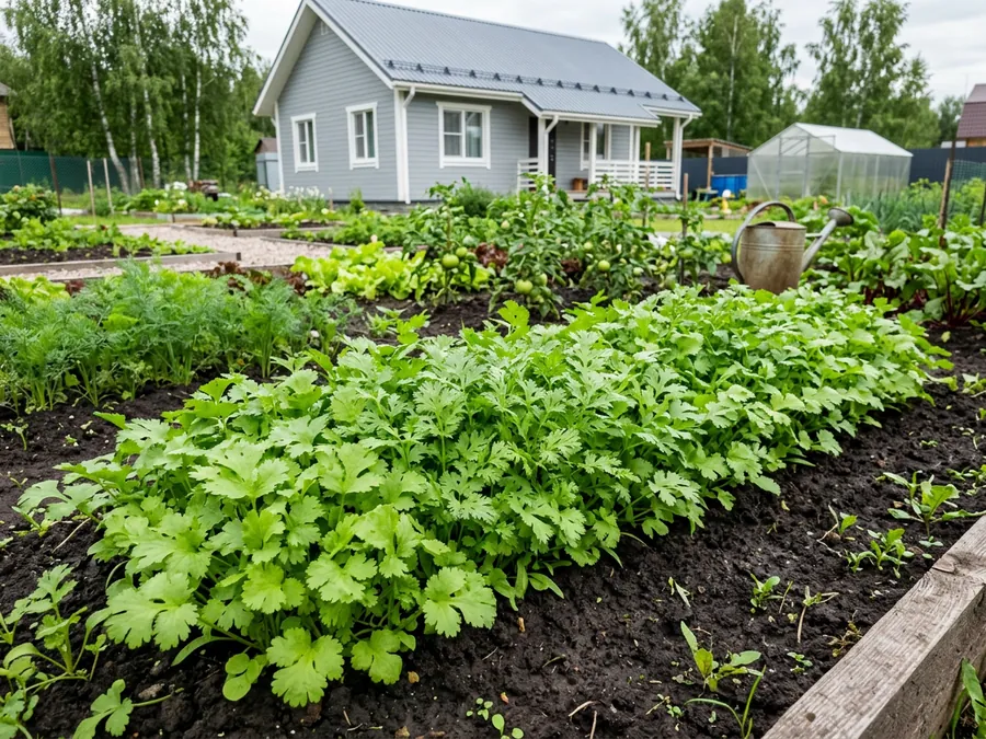 Кинза в ландшафтном дизайне: на грядке