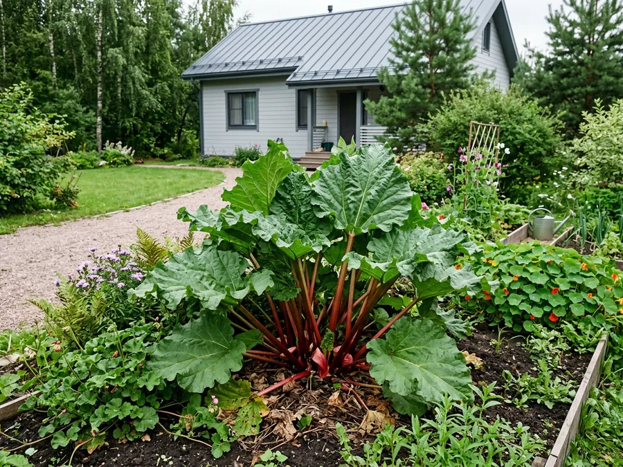 Ревень в саду: как выглядит на участке среди других посадок