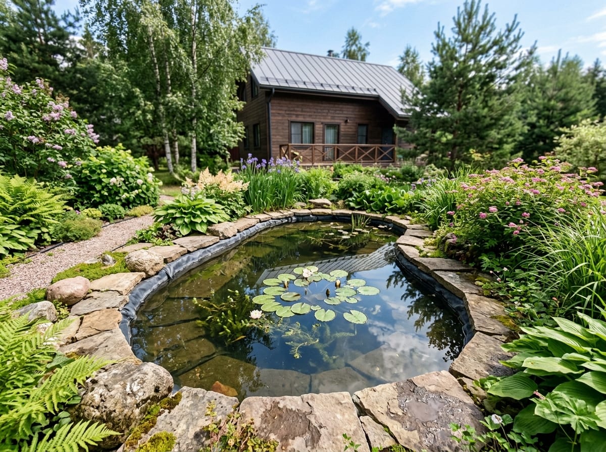 Схема пруда 5 квадратных метров с плёнкой EPDM на 10 сотках