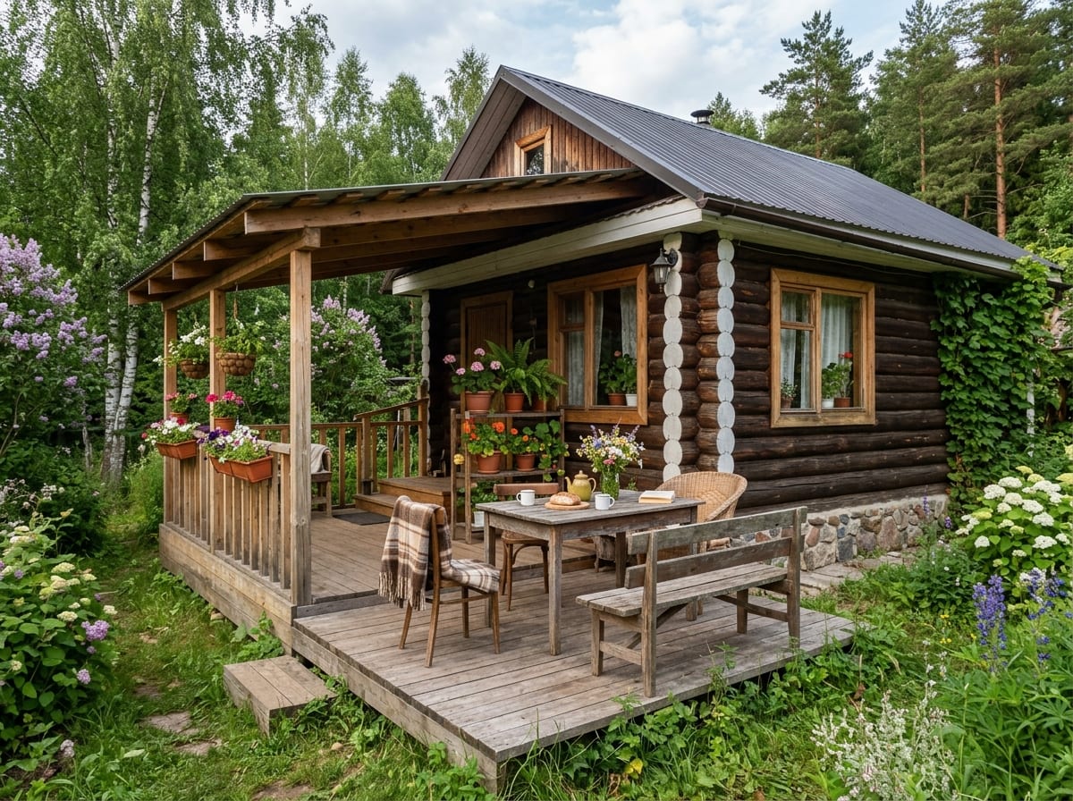 терраса дома с горшками Нижний Новгород